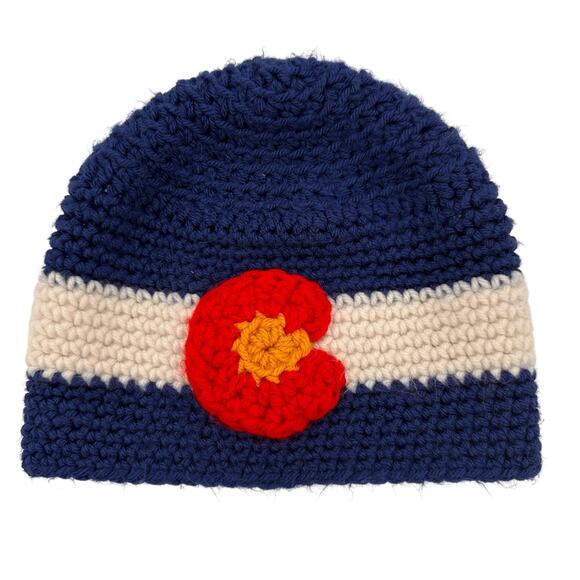 Colorado Flag Crochet Knit Beanie Hat - Picture 1 of 4